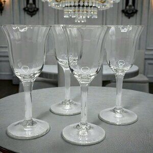4 Vintage Crystal Cordial Glasses Liqueur Elegant Ribbed Flared Fluted Barware